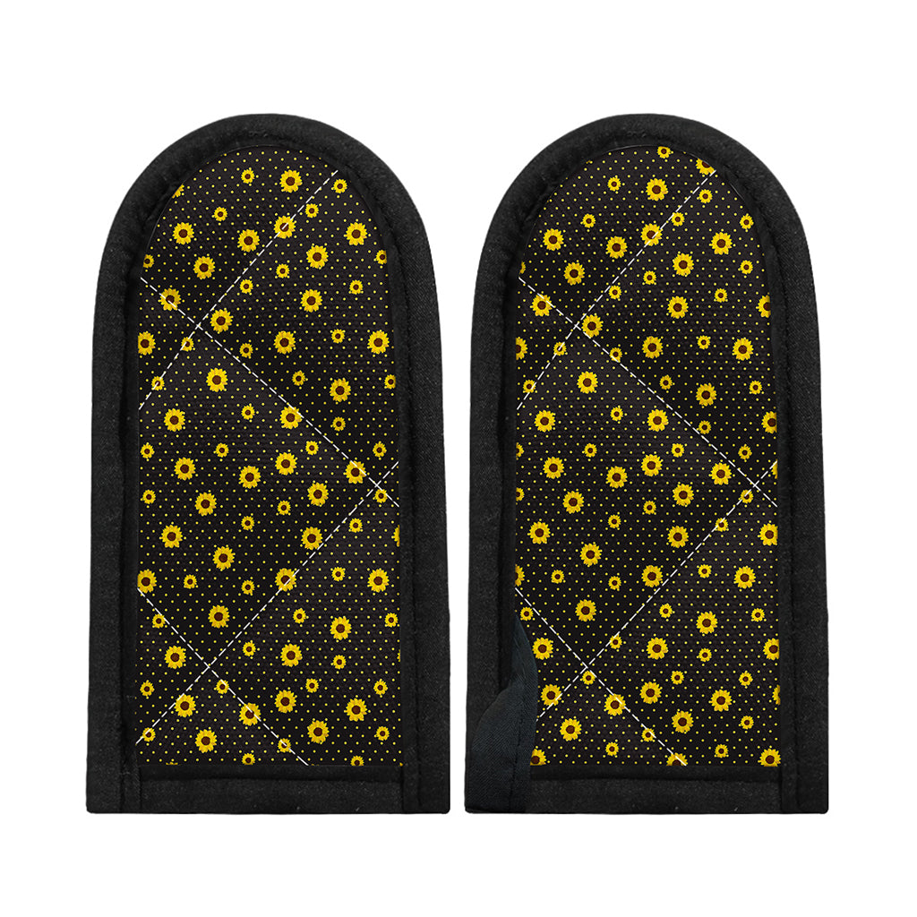 Polka Dot Sunflower Pattern Print Skillet Handle Cover