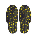 Polka Dot Sunflower Pattern Print Slippers