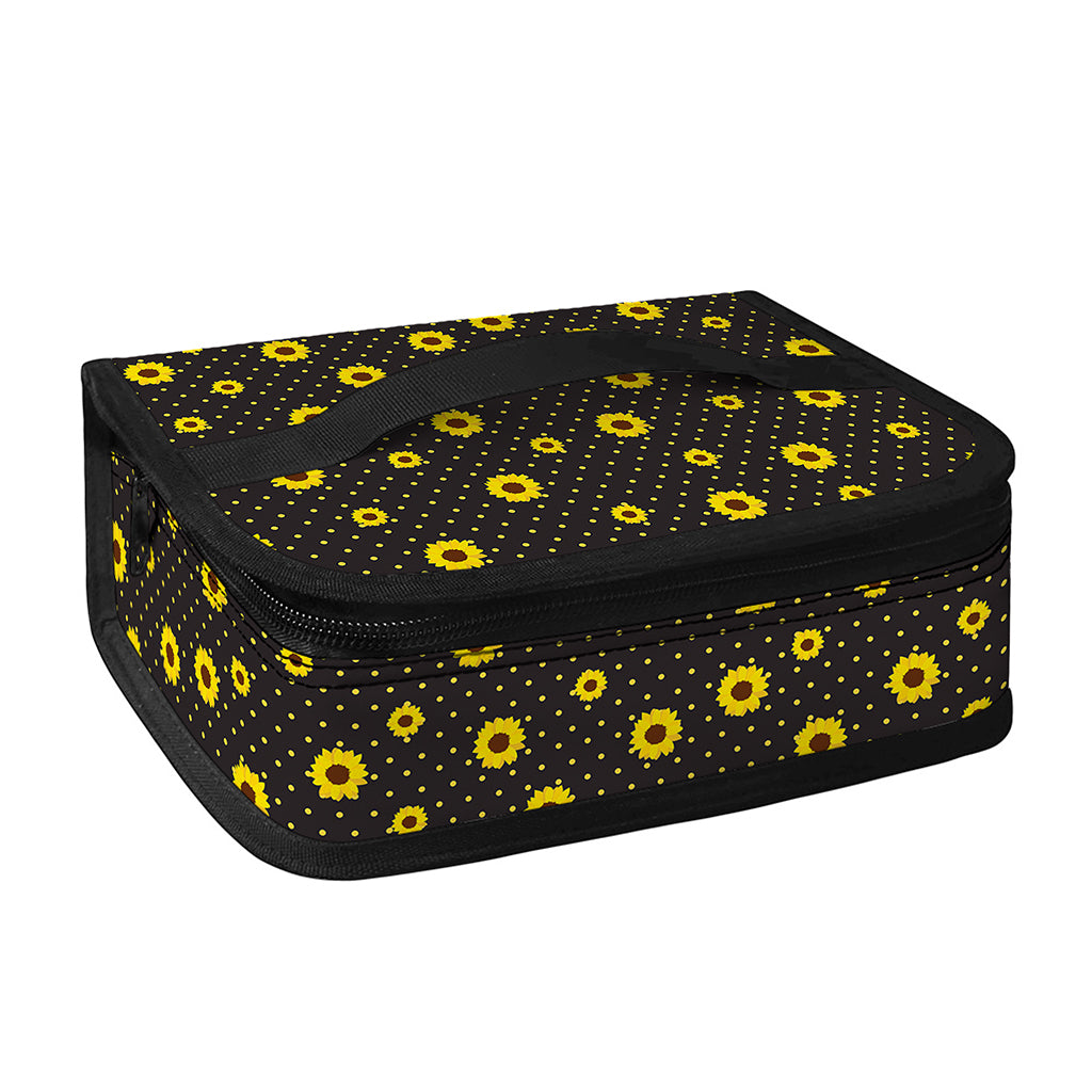 Polka Dot Sunflower Pattern Print Small Lunch Bag