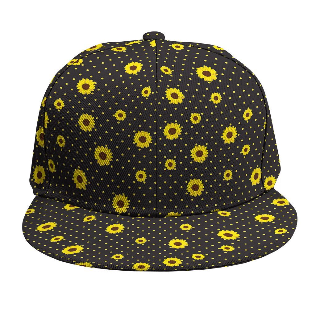 Polka Dot Sunflower Pattern Print Snapback Cap