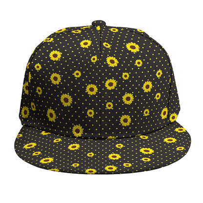 Polka Dot Sunflower Pattern Print Snapback Cap