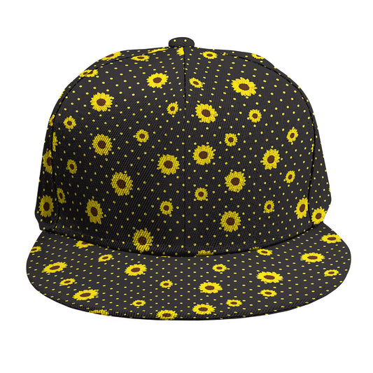 Polka Dot Sunflower Pattern Print Snapback Cap
