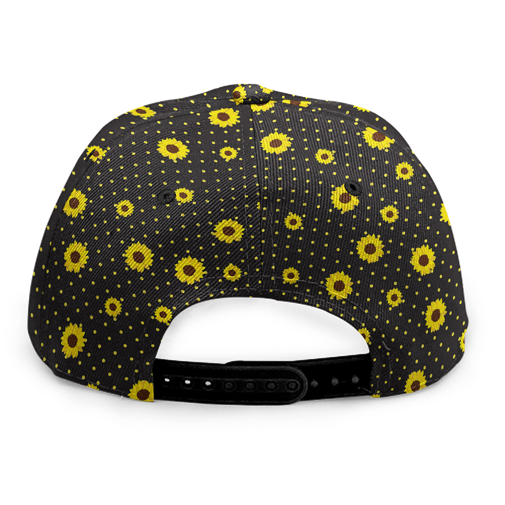 Polka Dot Sunflower Pattern Print Snapback Cap
