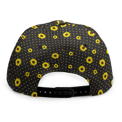 Polka Dot Sunflower Pattern Print Snapback Cap