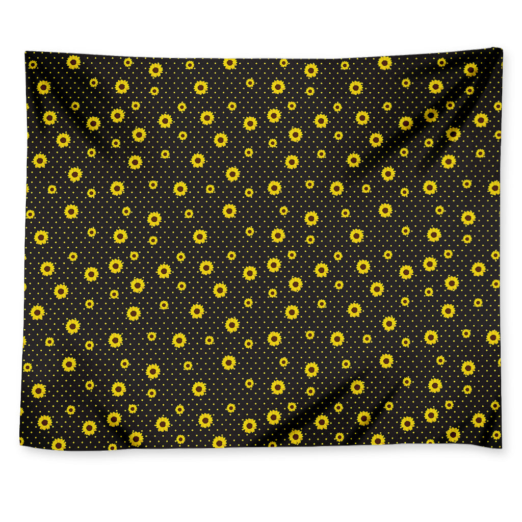 Polka Dot Sunflower Pattern Print Tapestry