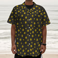 Polka Dot Sunflower Pattern Print Textured Short Sleeve Shirt