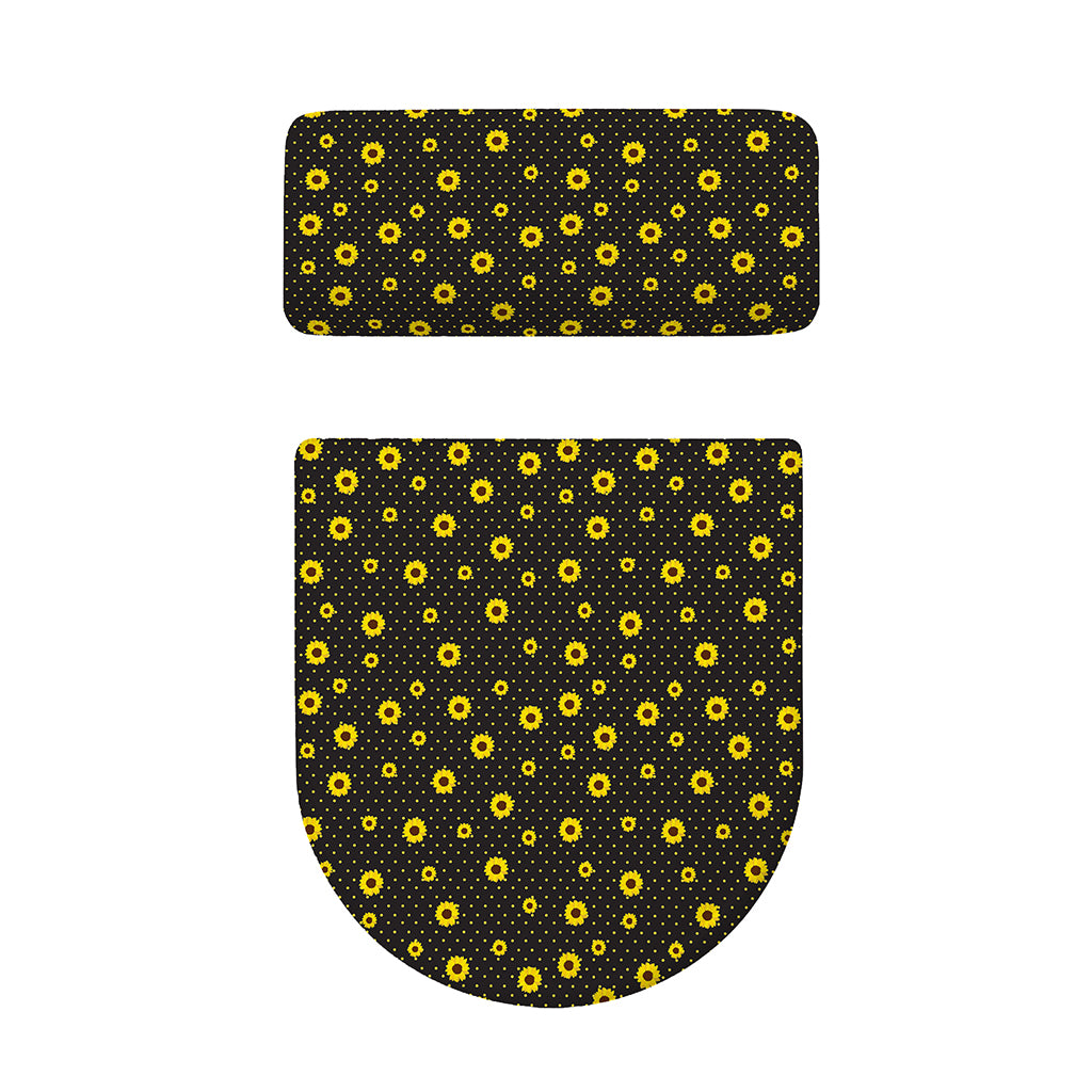 Polka Dot Sunflower Pattern Print Toilet Lid And Tank Cover Set