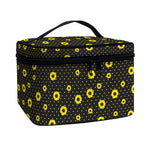 Polka Dot Sunflower Pattern Print Travel Makeup Bag