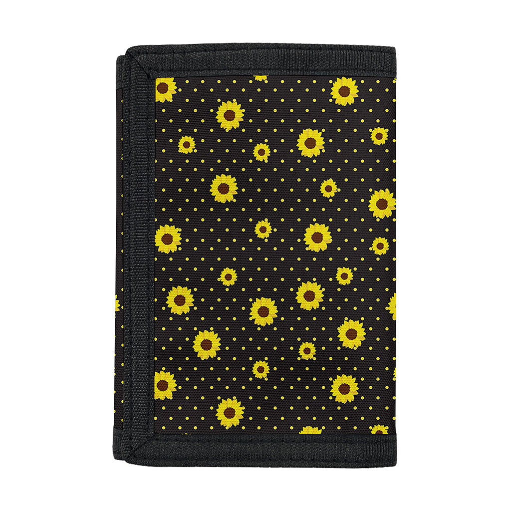 Polka Dot Sunflower Pattern Print Trifold Wallet