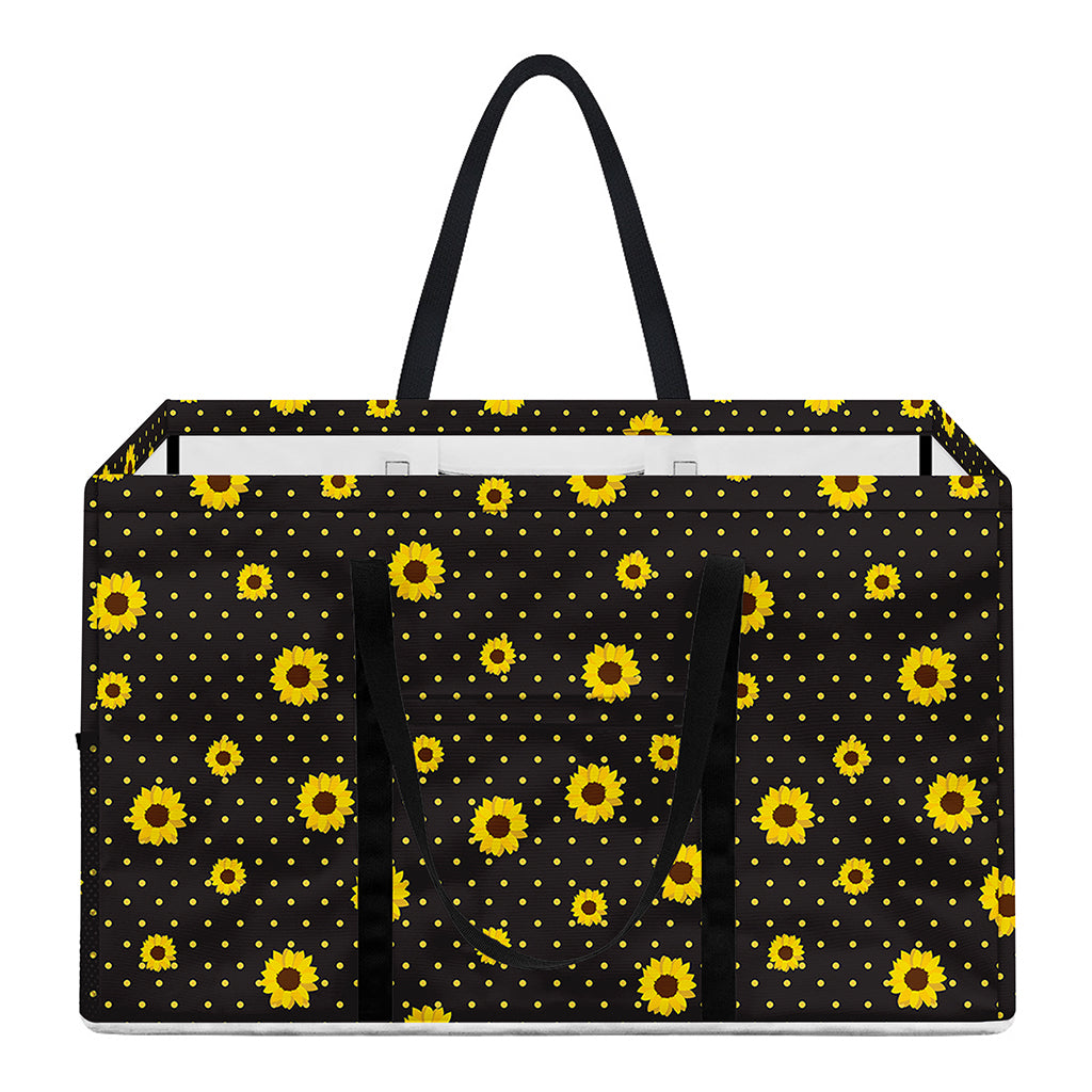 Polka Dot Sunflower Pattern Print Utility Tote Bag