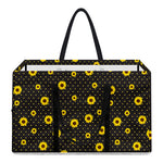 Polka Dot Sunflower Pattern Print Utility Tote Bag