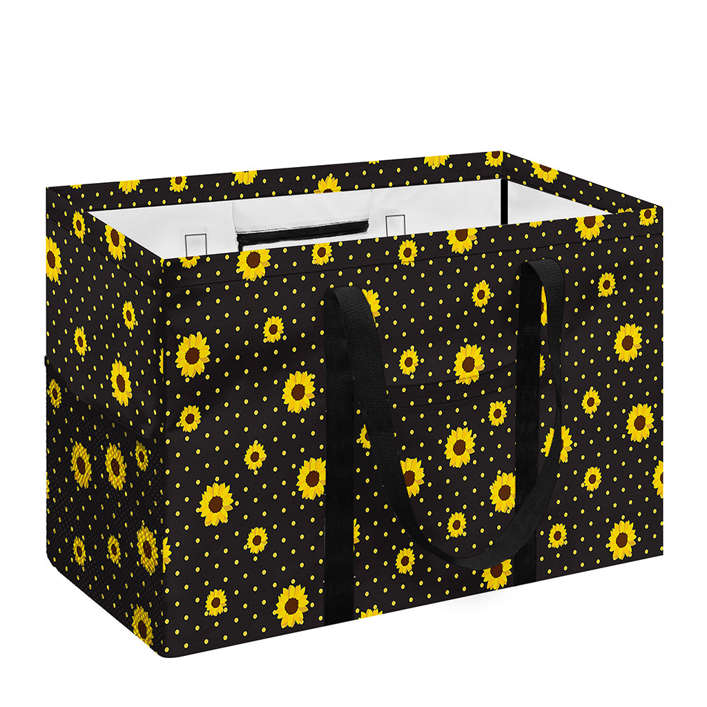 Polka Dot Sunflower Pattern Print Utility Tote Bag