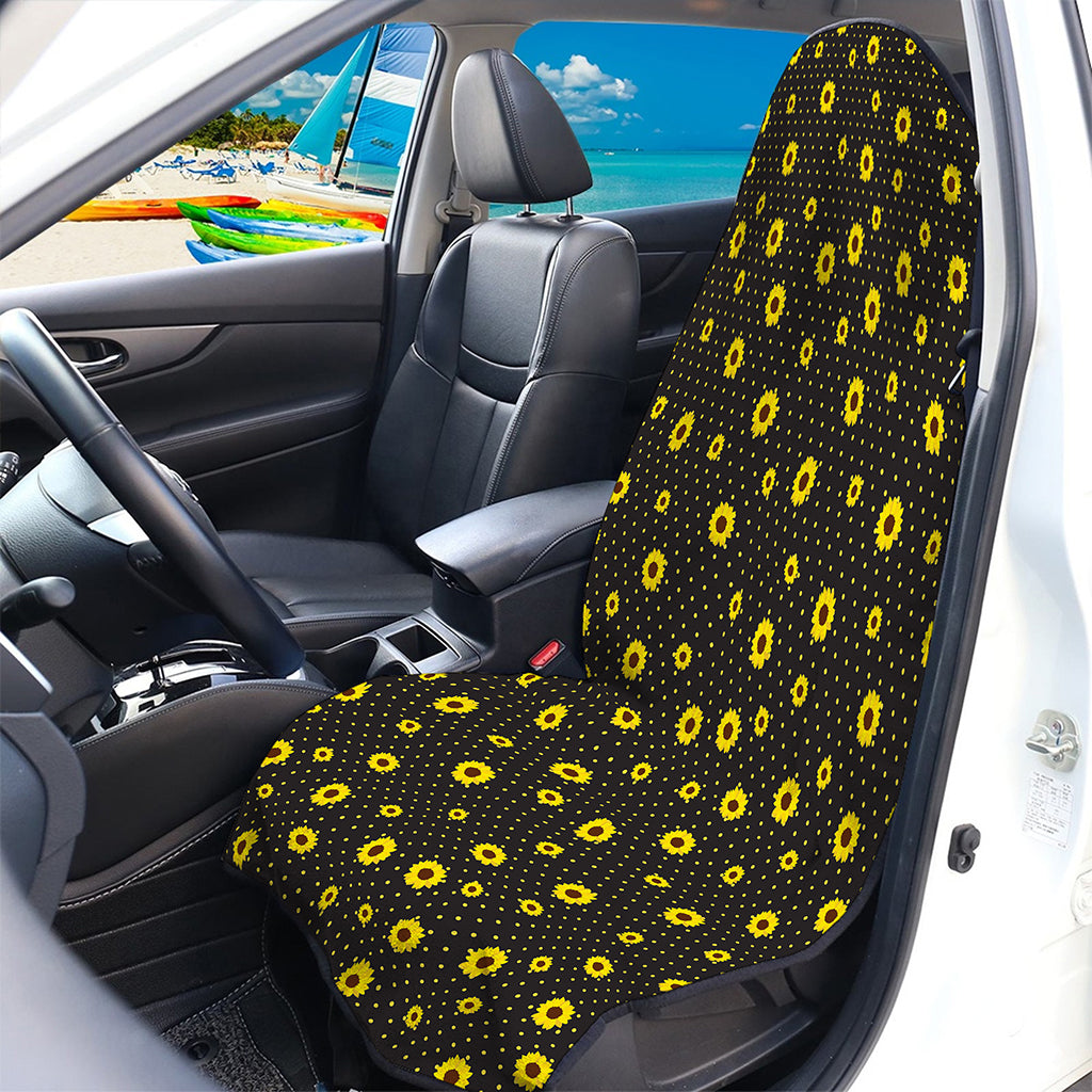 Polka Dot Sunflower Pattern Print Waterproof Car Seat Cover