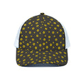 Polka Dot Sunflower Pattern Print White Mesh Trucker Hat