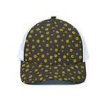 Polka Dot Sunflower Pattern Print White Mesh Trucker Cap