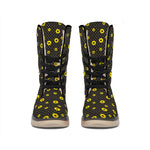 Polka Dot Sunflower Pattern Print Winter Boots