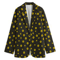 Polka Dot Sunflower Pattern Print Women's Blazer