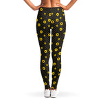 Polka Dot Sunflower Pattern Print Women's Leggings
