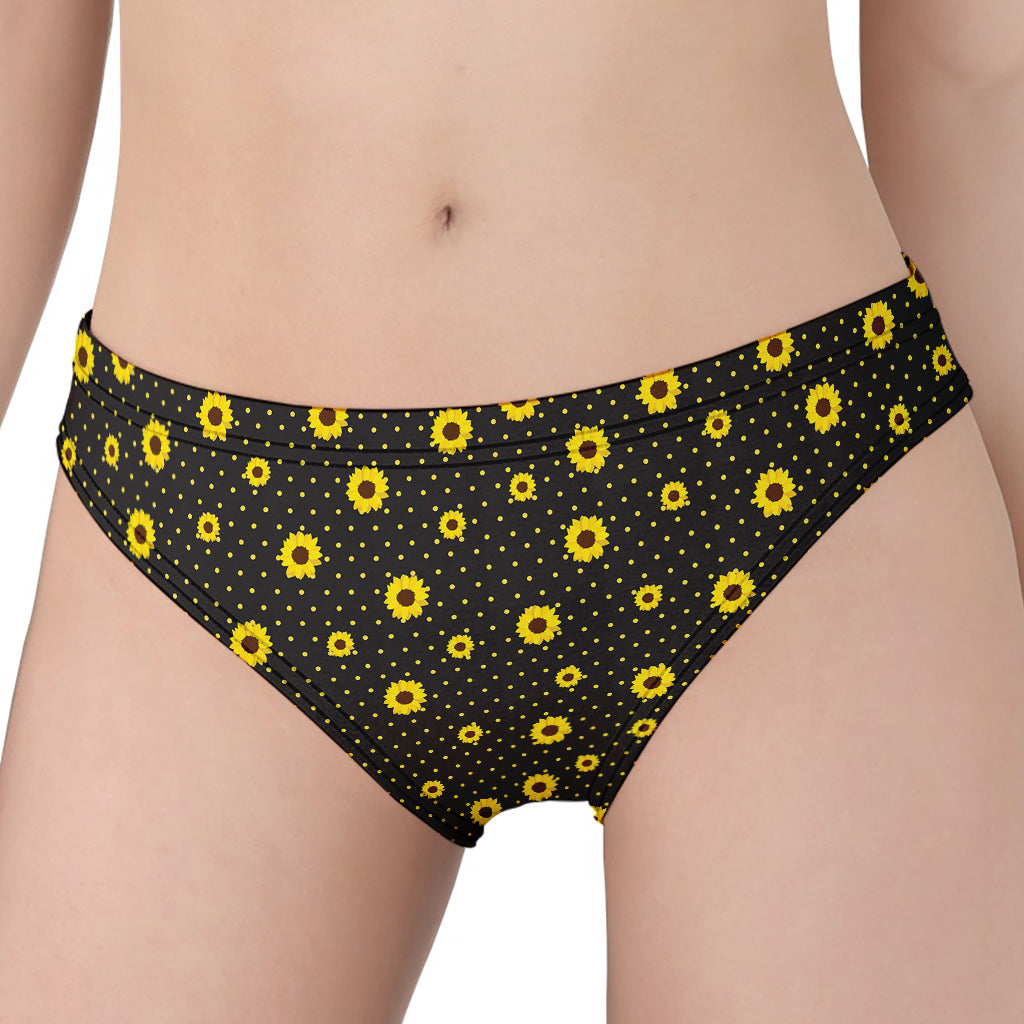 Polka Dot Sunflower Pattern Print Women's Panties