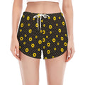 Polka Dot Sunflower Pattern Print Women's Split Running Shorts