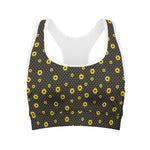Polka Dot Sunflower Pattern Print Women's Sports Bra