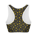 Polka Dot Sunflower Pattern Print Women's Sports Bra