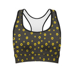 Polka Dot Sunflower Pattern Print Women's Sports Bra