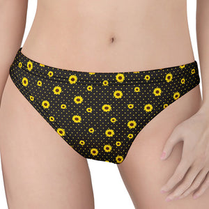 Polka Dot Sunflower Pattern Print Women's Thong