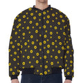 Polka Dot Sunflower Pattern Print Zip Sleeve Bomber Jacket