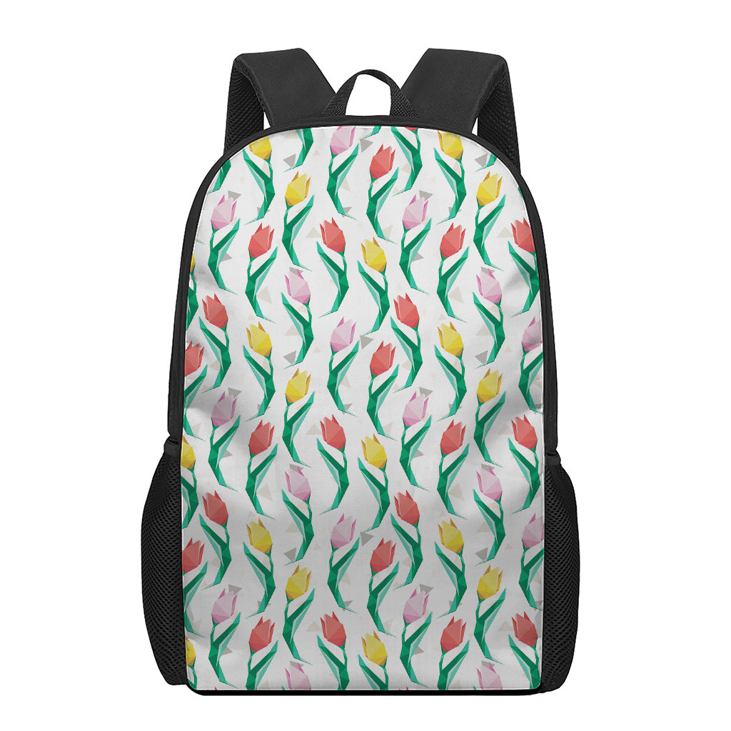 Polygon Tulip Pattern Print 17 Inch Backpack