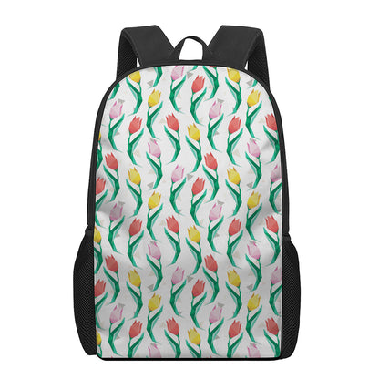 Polygon Tulip Pattern Print 17 Inch Backpack