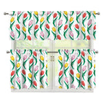 Polygon Tulip Pattern Print 3 Piece Kitchen Curtains