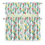 Polygon Tulip Pattern Print 3 Piece Kitchen Curtains