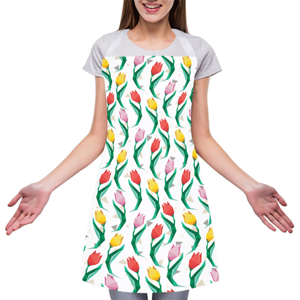 Polygon Tulip Pattern Print Adjustable Apron