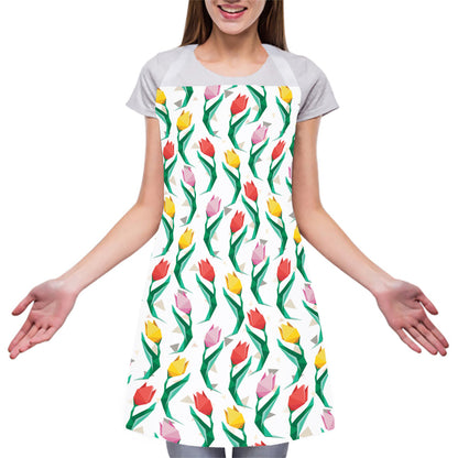 Polygon Tulip Pattern Print Adjustable Apron