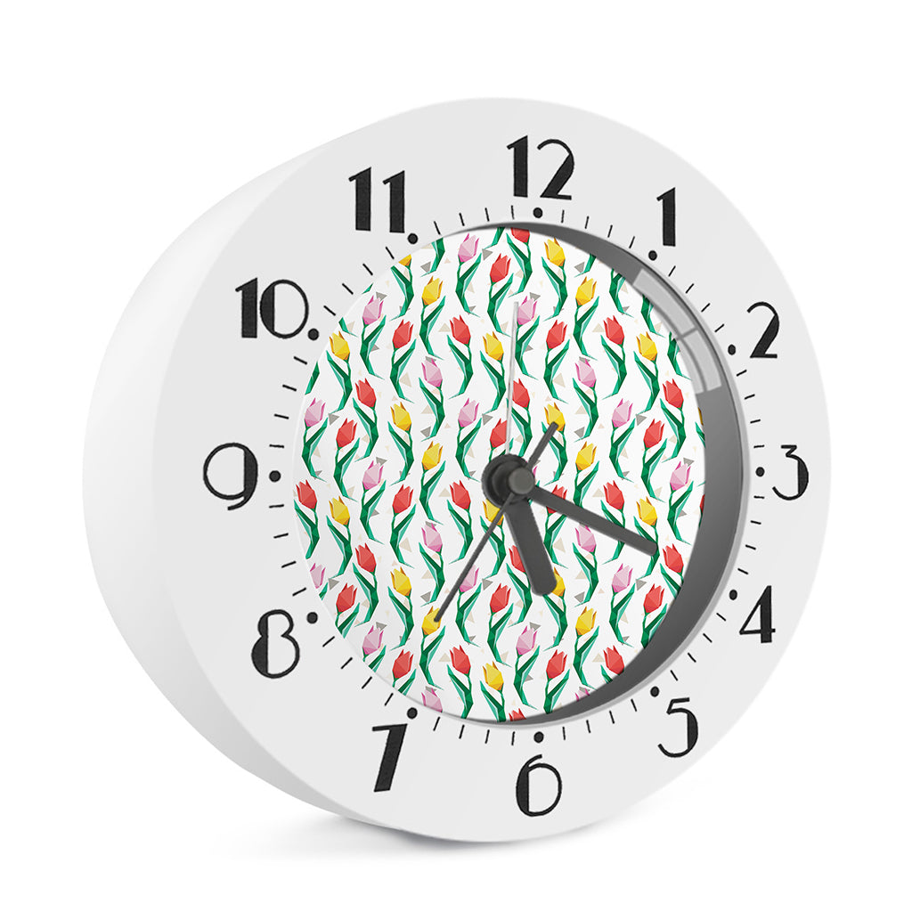 Polygon Tulip Pattern Print Alarm Clock