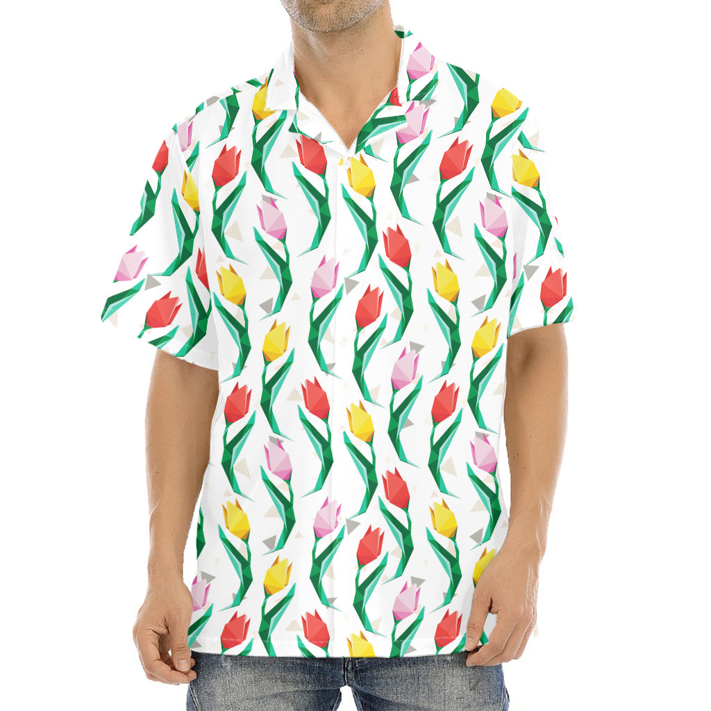 Polygon Tulip Pattern Print Aloha Shirt
