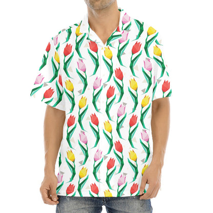 Polygon Tulip Pattern Print Aloha Shirt
