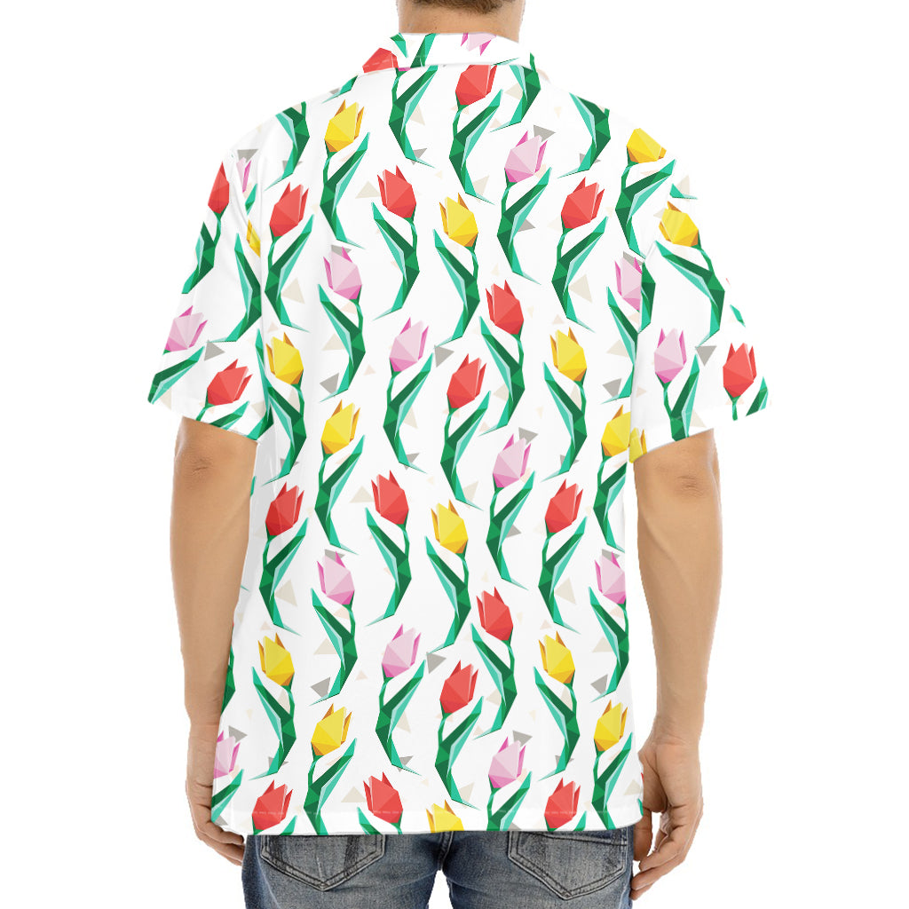 Polygon Tulip Pattern Print Aloha Shirt
