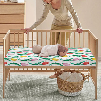 Polygon Tulip Pattern Print Baby Crib Sheet