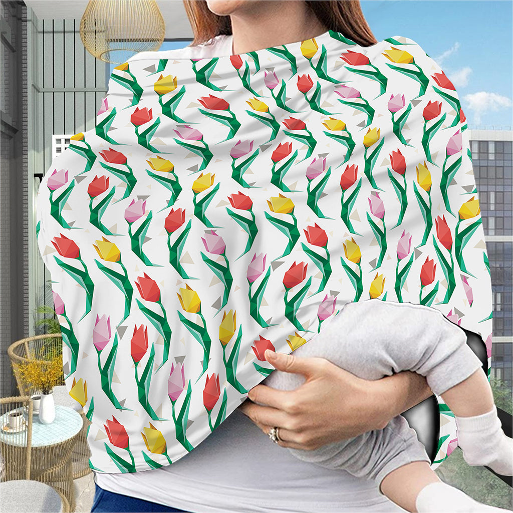 Polygon Tulip Pattern Print Baby Seat Cover