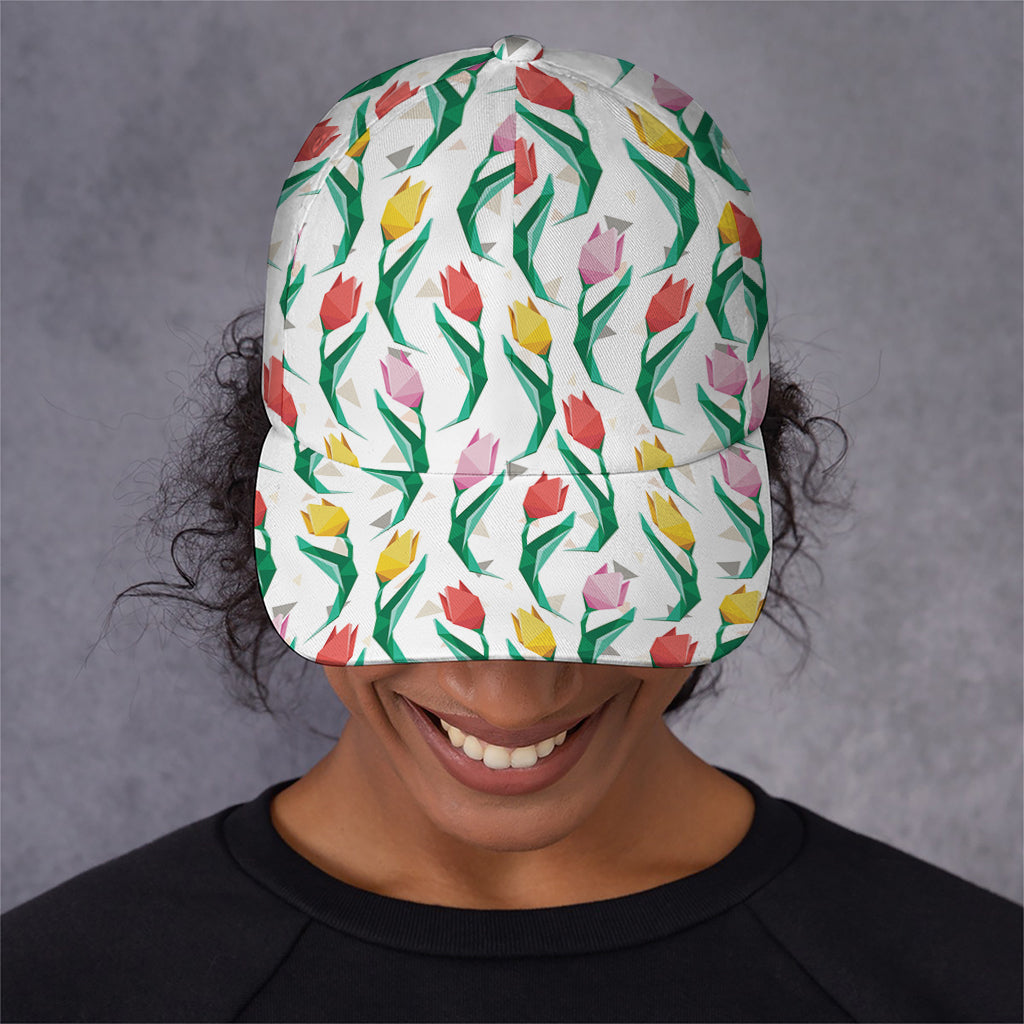 Polygon Tulip Pattern Print Baseball Cap