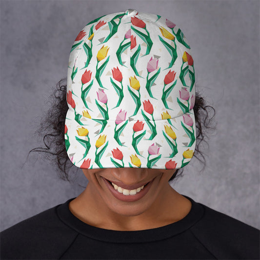 Polygon Tulip Pattern Print Baseball Cap