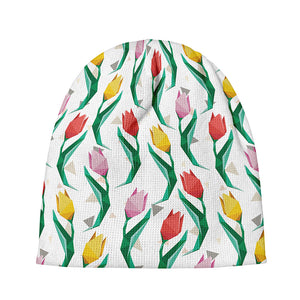 Polygon Tulip Pattern Print Beanie