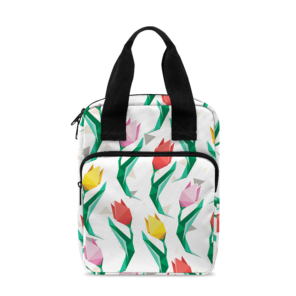 Polygon Tulip Pattern Print Bible Tote Bag