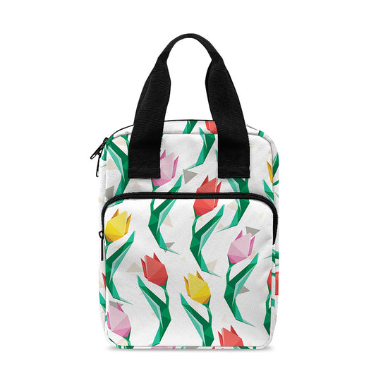 Polygon Tulip Pattern Print Bible Tote Bag
