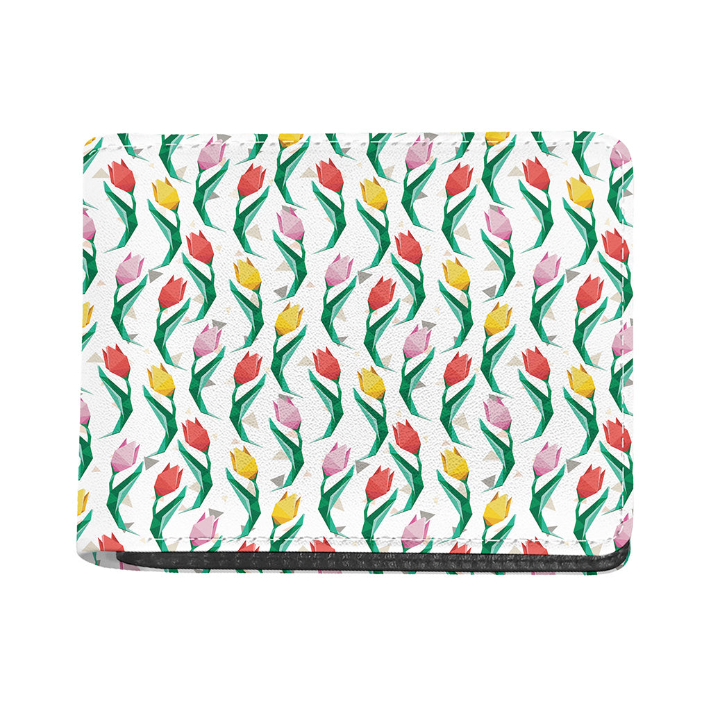 Polygon Tulip Pattern Print Bifold Wallet