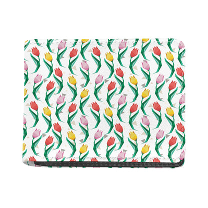 Polygon Tulip Pattern Print Bifold Wallet