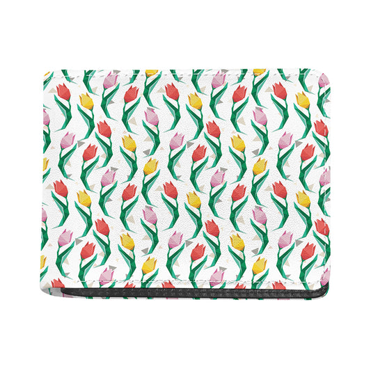 Polygon Tulip Pattern Print Bifold Wallet