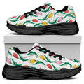 Polygon Tulip Pattern Print Black Chunky Shoes